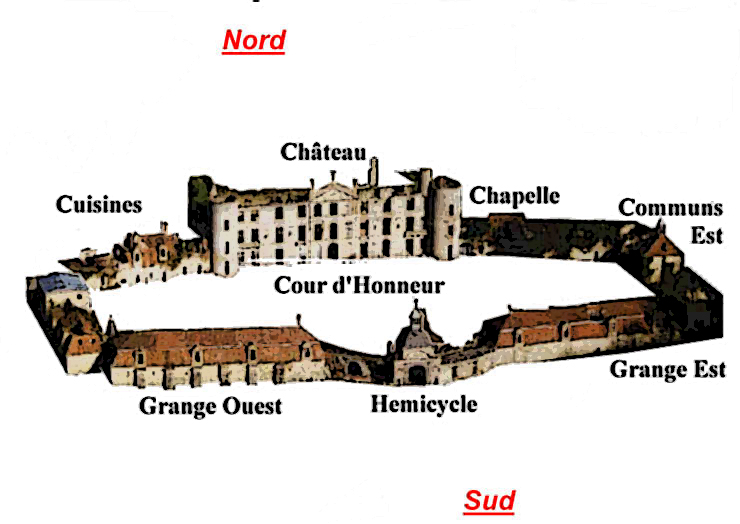 Plan en perspective du château (état en 1998)