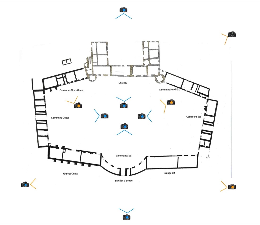 Plan du château avec repères photographiques
