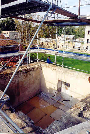 Depuis l'échafaudage