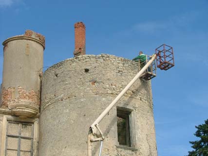La vue depuis l'échafaudage, à 15 mètres